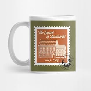 Reformed christian art. Dort synod of 1618. Arminians vs. Calvinists. Mug